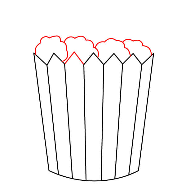 Vẽ một chiếc xô đựng bỏng ngô – Hướng dẫn đơn giản dành cho trẻ em - Bước 3