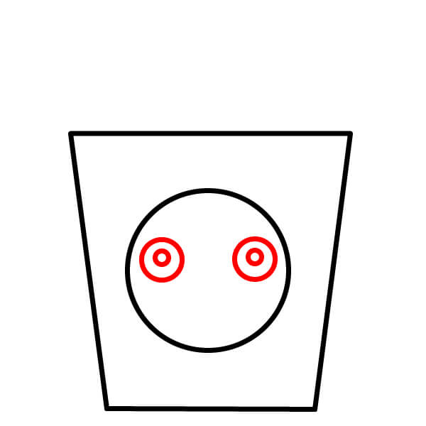 Hãy cùng vẽ một chiếc xô đựng bỏng ngô đáng yêu có khuôn mặt. - Bước 3