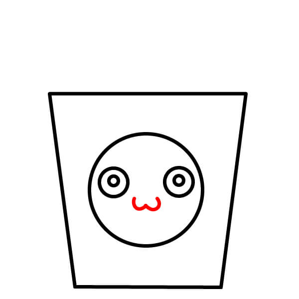 Hãy cùng vẽ một chiếc xô đựng bỏng ngô đáng yêu có khuôn mặt. - Bước 4