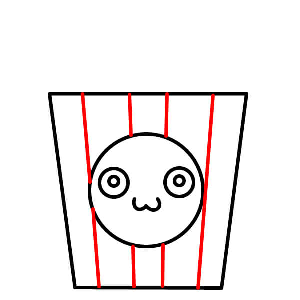 Hãy cùng vẽ một chiếc xô đựng bỏng ngô đáng yêu có khuôn mặt. - Bước 5