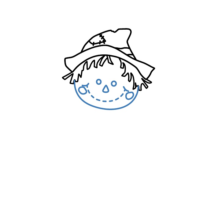 Hướng dẫn vẽ cậu bé Bù Nhìn. - Bước 3