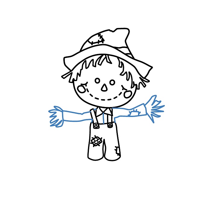 Hướng dẫn vẽ cậu bé Bù Nhìn. - Bước 6