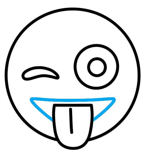Hướng dẫn vẽ Emoji mặt cười trêu đùa - Bước 5
