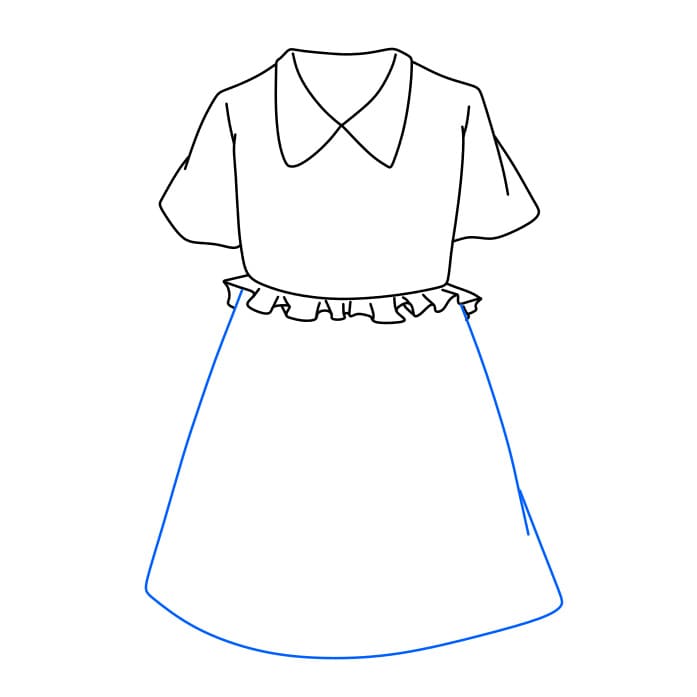 Hướng dẫn cách vẽ cái váy chi tiết từng bước cho bé - Bước 5