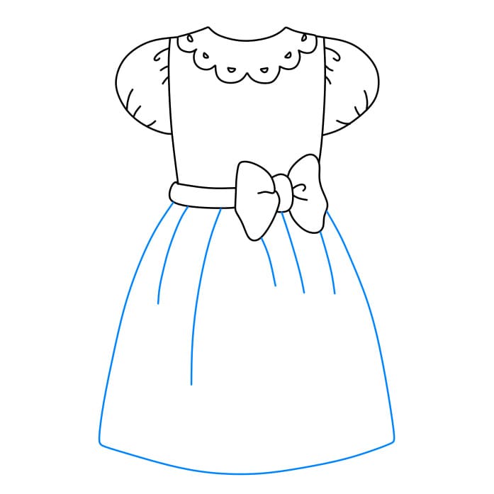 Hướng dẫn cách vẽ cái váy màu hồng dễ thương - Bước 5