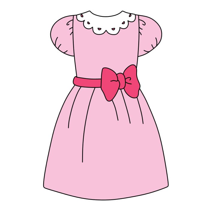 Hướng dẫn cách vẽ cái váy màu hồng dễ thương - Bước 6