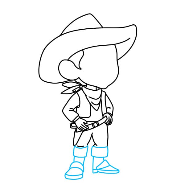 Hướng dẫn vẽ chàng cao bồi mạnh mẽ cho bé - Bước 8