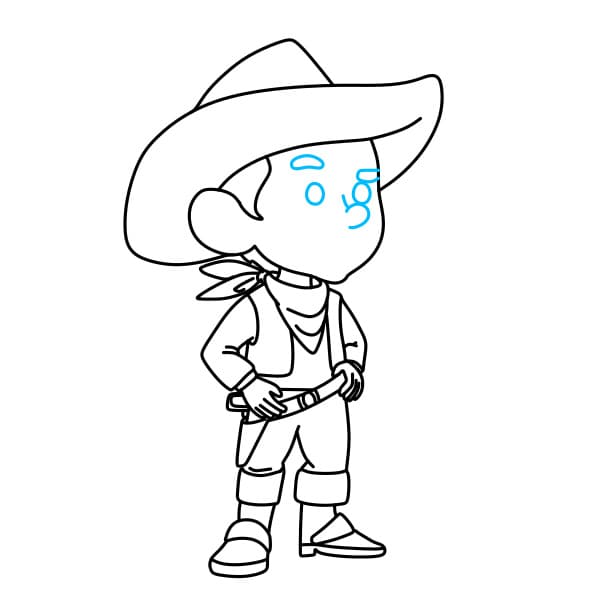 Hướng dẫn vẽ chàng cao bồi mạnh mẽ cho bé - Bước 9