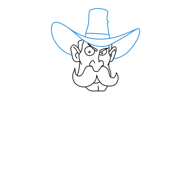 Hướng dẫn cách vẽ cao bồi đơn giản - Bước 2