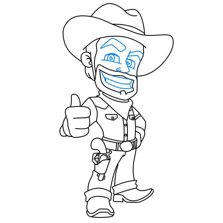 Hướng dẫn cách vẽ cao bồi chi tiết từng bước cho bé - Bước 7