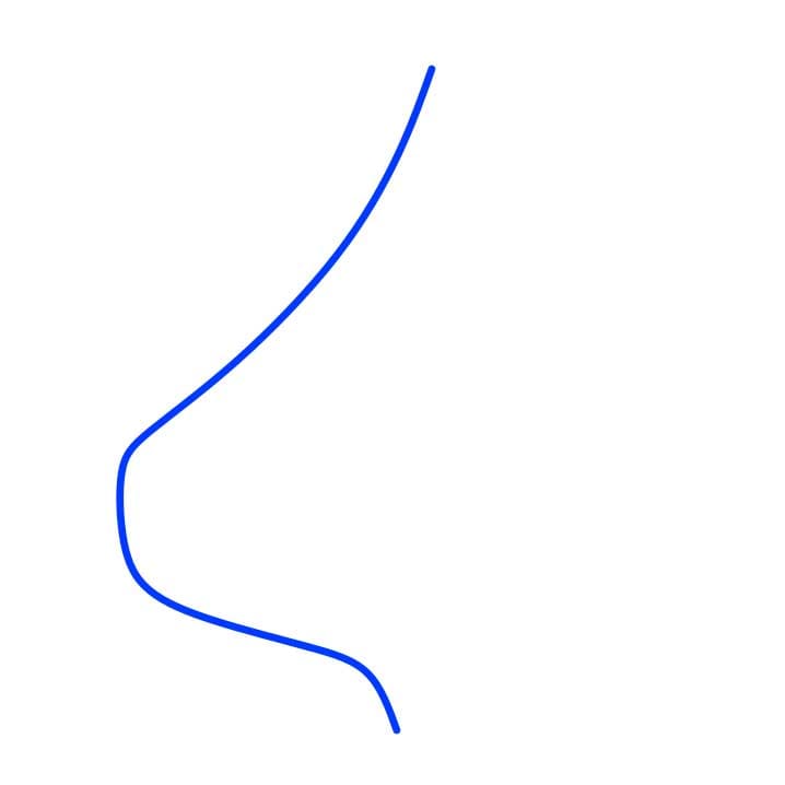 Hướng dẫn cách vẽ chiếc mũi nghiêng bên trái đơn giản - Bước 1