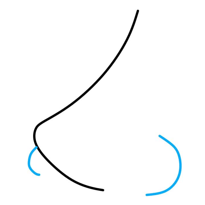 Hướng dẫn cách vẽ chiếc mũi chi tiết từng bước cho bé - Bước 2