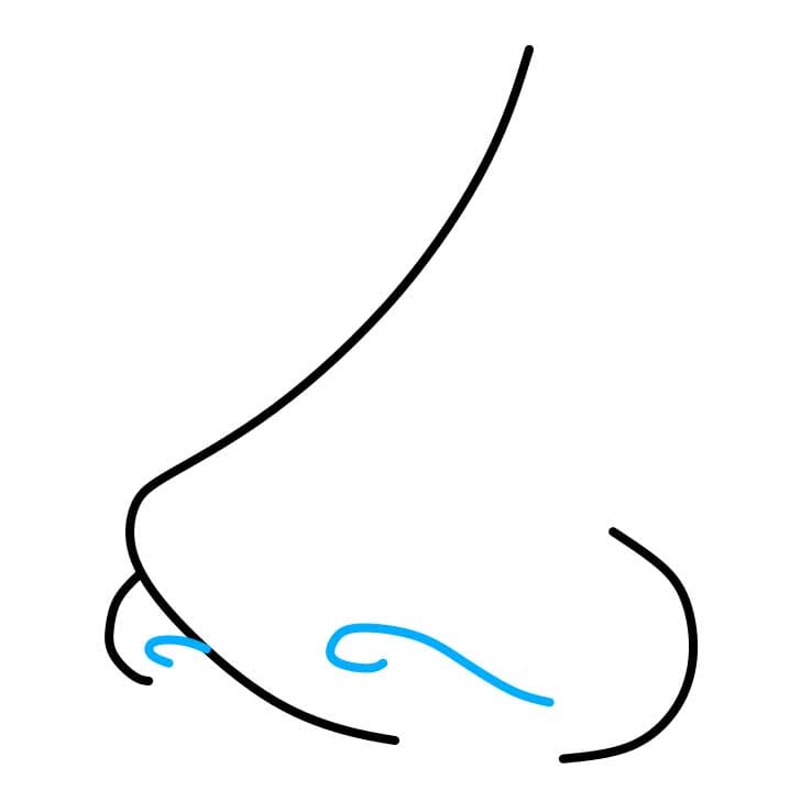 Hướng dẫn cách vẽ chiếc mũi chi tiết từng bước cho bé - Bước 3