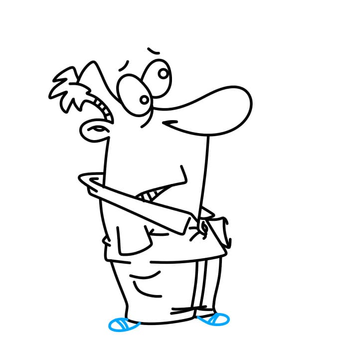 Hướng dẫn cách vẽ người đàn ông đang cầm cái Ô (Dù) đơn giản cho bé - Bước 4