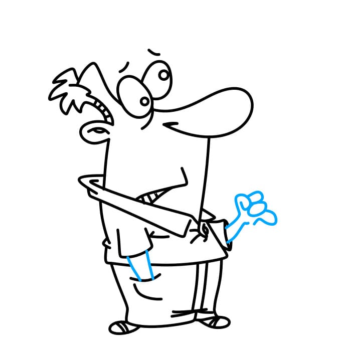 Hướng dẫn cách vẽ người đàn ông đang cầm cái Ô (Dù) đơn giản cho bé - Bước 5