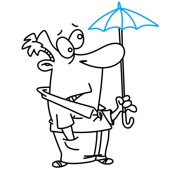 Hướng dẫn cách vẽ người đàn ông đang cầm cái Ô (Dù) đơn giản cho bé - Bước 7