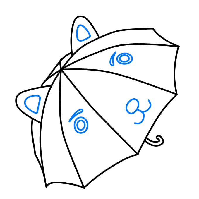 Hướng dẫn cách vẽ chiếc Ô (Dù) đơn giản và dễ thương cho bé - Bước 5