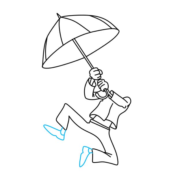 Hướng dẫn cách vẽ người đàn ông cầm chiếc Ô (Dù) đơn giản và đẹp cho bé - Bước 5