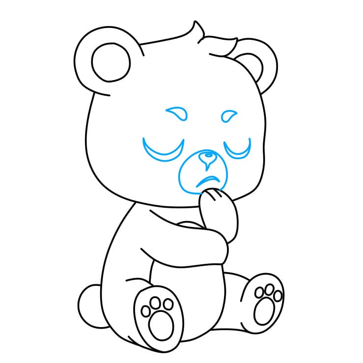 Hướng dẫn vẽ chú gấu bông đang buồn cho bé - Bước 7