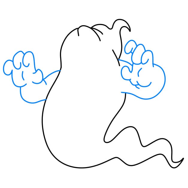 Hướng dẫn vẽ con ma hài hước và đơn giản cho bé - Bước 3