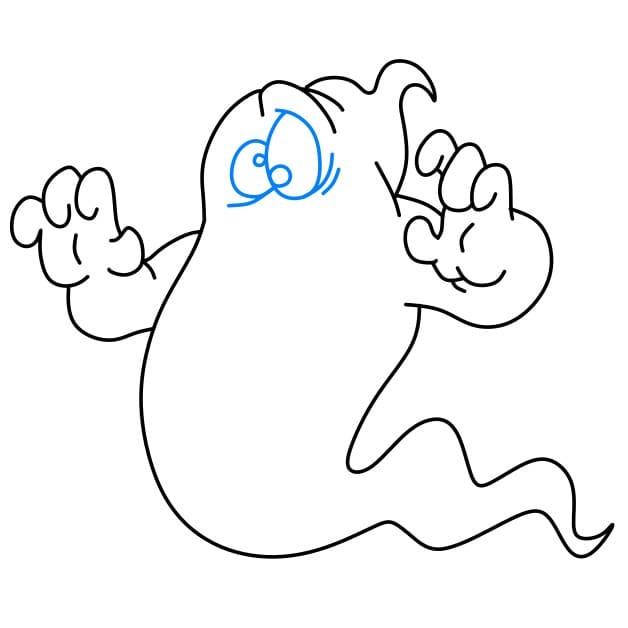 Hướng dẫn vẽ con ma hài hước và đơn giản cho bé - Bước 4