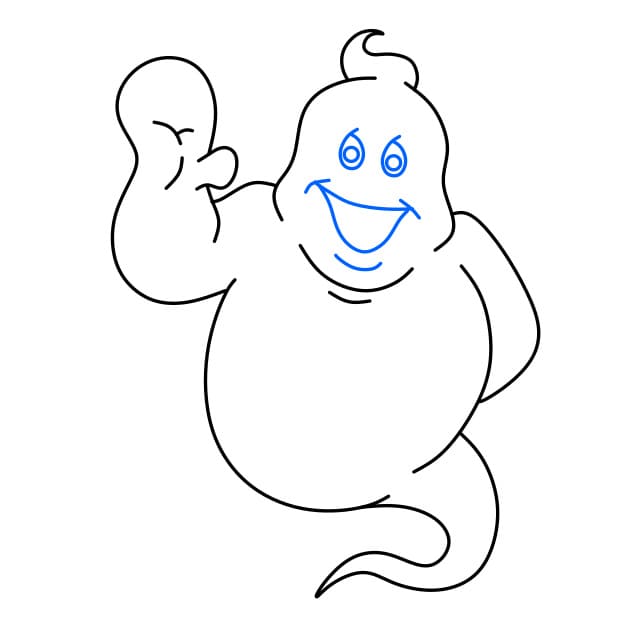 Hướng dẫn vẽ con ma đáng yêu và đơn giản cho bé - Bước 6