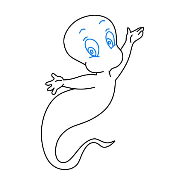 Hướng dẫn vẽ con ma đáng yêu và đơn giản cho bé - Bước 4