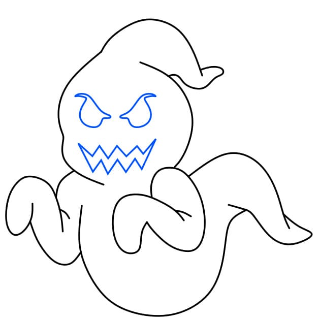 Hướng dẫn vẽ con ma đáng sợ và hung dữ cho bé - Bước 5