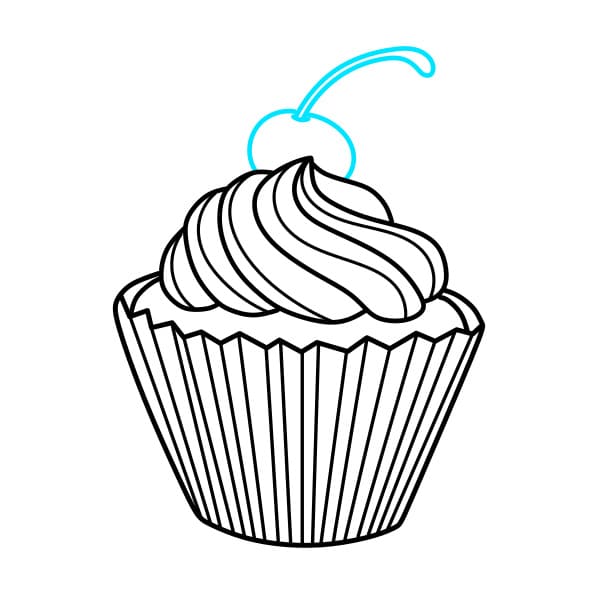 Hướng dẫn vẽ chiếc bánh cupcake dễ thương - Bước 4