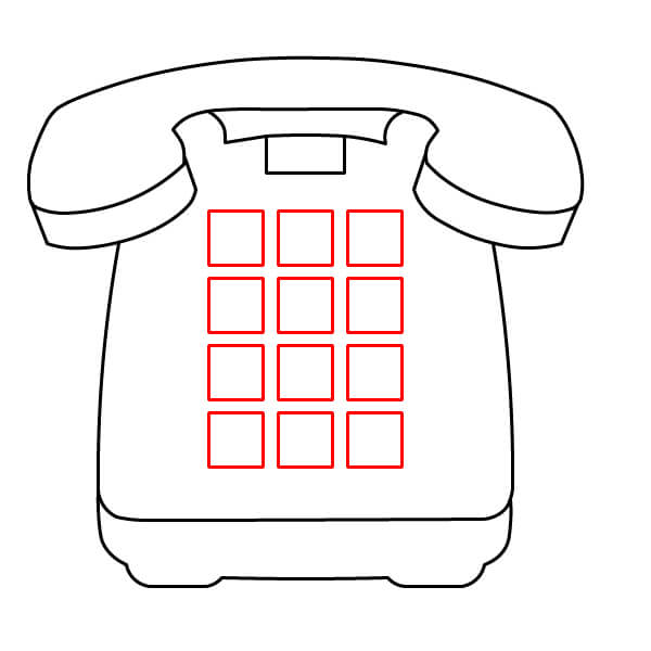 Các bước đơn giản để vẽ Điện Thoại Bàn cho trẻ em - Vẽ đường viền bàn phím