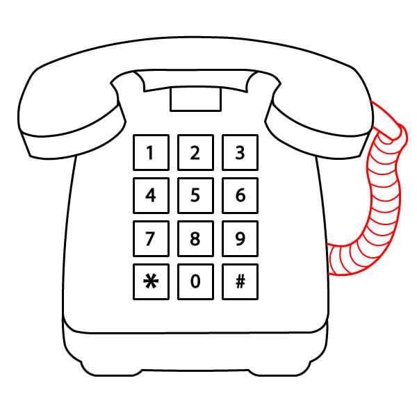 Các bước đơn giản để vẽ Điện Thoại Bàn cho trẻ em - Vẽ dây xoắn