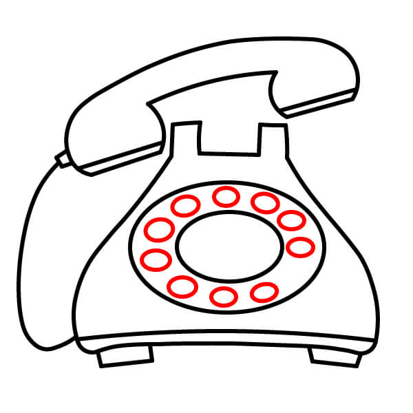 Bài học vẽ Điện Thoại cổ điển đơn giản dành cho người mới bắt đầu. - Vẽ Các Lỗ Số