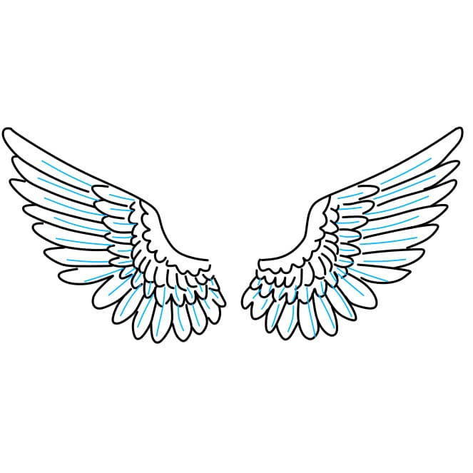 Hướng dẫn vẽ đôi cánh đơn giản và đẹp cho bé - Bước 6