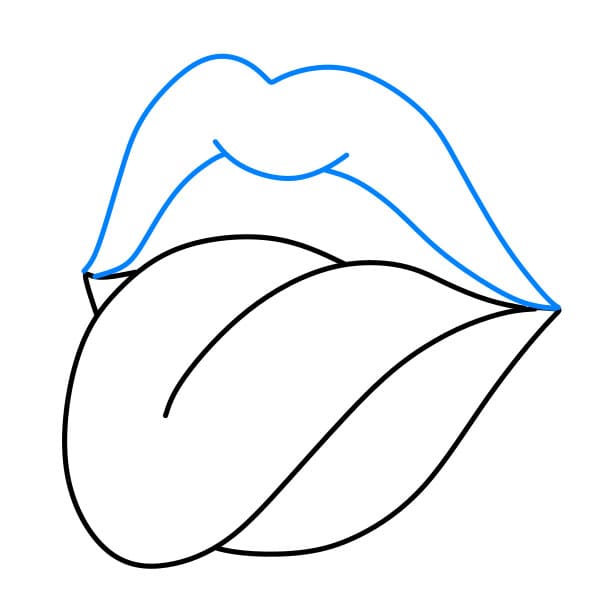 Hướng dẫn cách vẽ đôi môi đang lè lưỡi đơn giản và đẹp cho bé - Bước 3