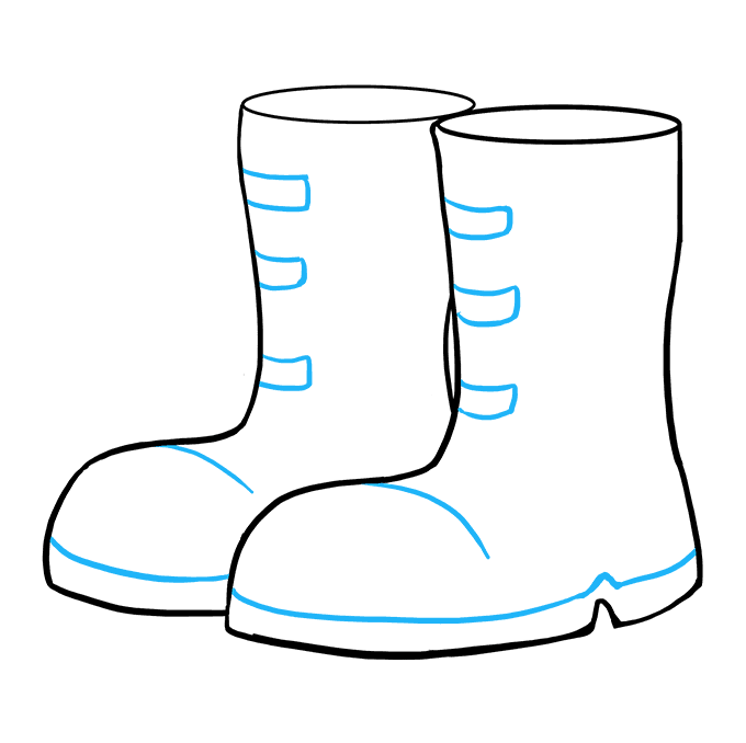 Hướng dẫn cách vẽ đôi giày cổ cao đơn giản cho bé - Bước 9