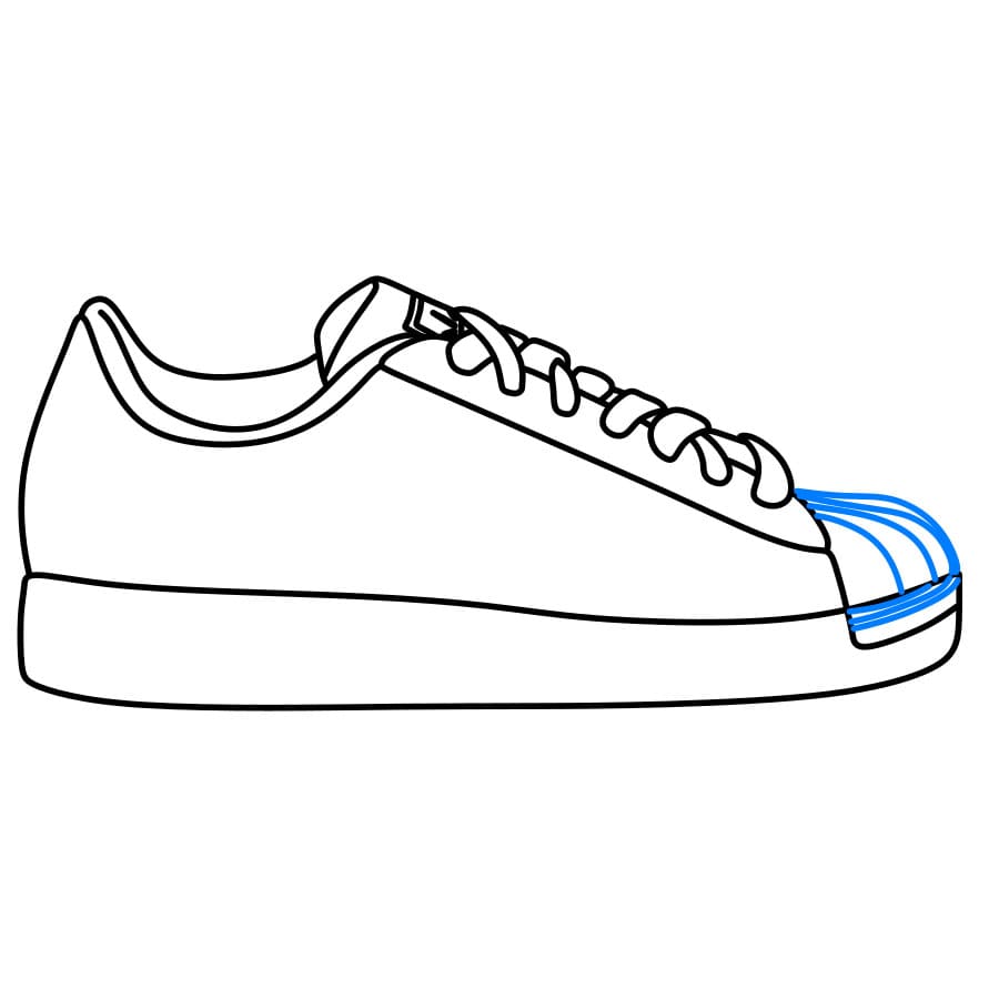 Hướng dẫn cách vẽ chiếc giày chi tiết từng bước cho bé - Bước 4