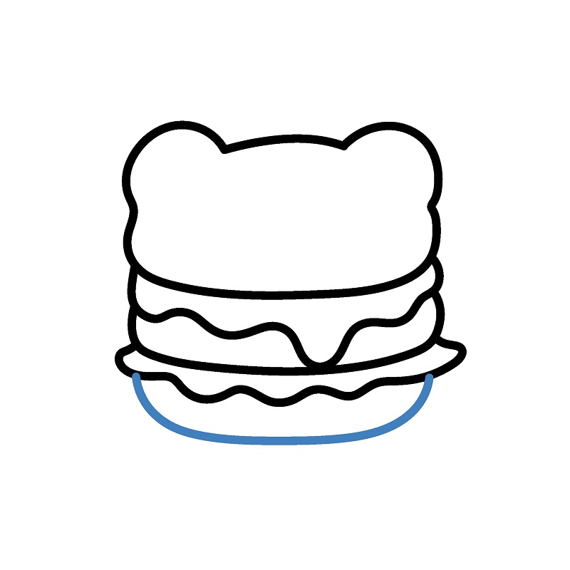 Hướng dẫn vẽ một chiếc Hamburger hình con mèo đáng yêu. - Bước 5