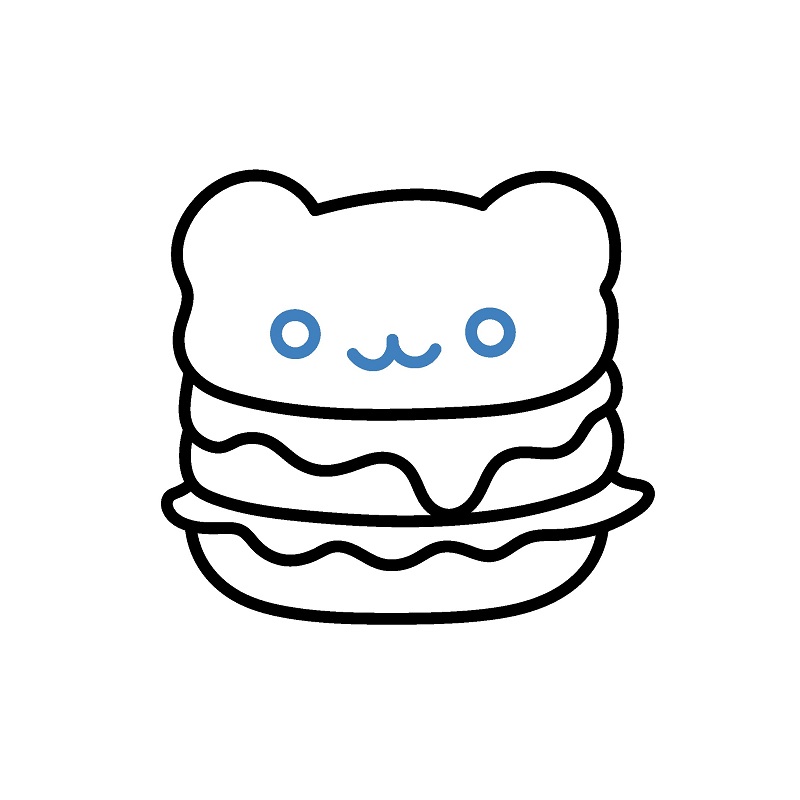 Hướng dẫn vẽ một chiếc Hamburger hình con mèo đáng yêu. - Bước 6