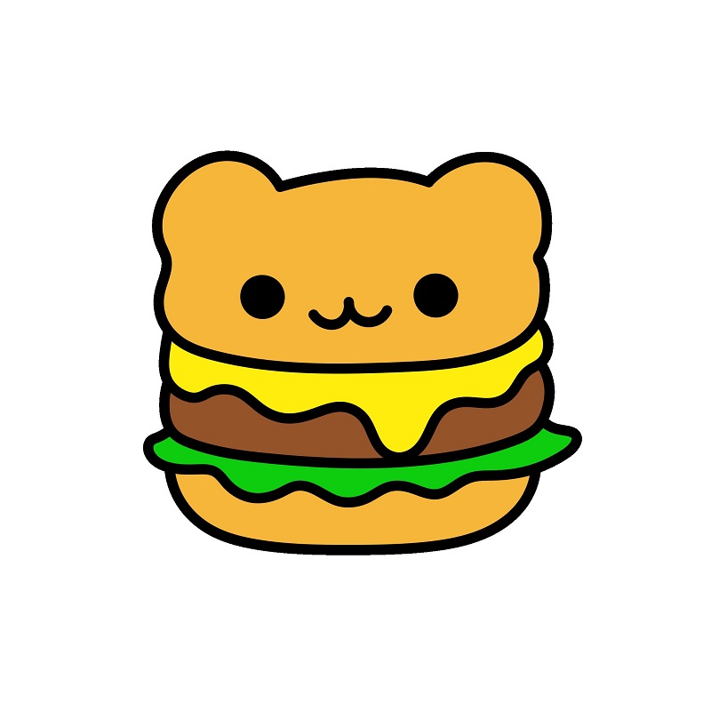 Hướng dẫn vẽ một chiếc Hamburger hình con mèo đáng yêu.