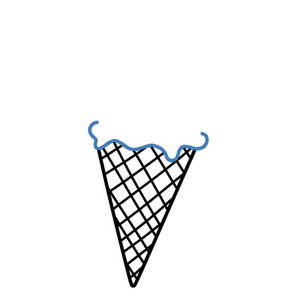 Hướng dẫn vẽ một cây kem ốc quế với quả Cherry. - Bước 3