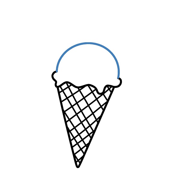 Hướng dẫn vẽ một cây kem ốc quế với quả Cherry. - Bước 4