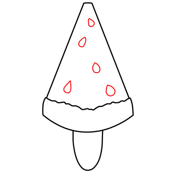 Hướng dẫn cách vẽ kem que hình lát dưa hấu từng bước một - Bước 4