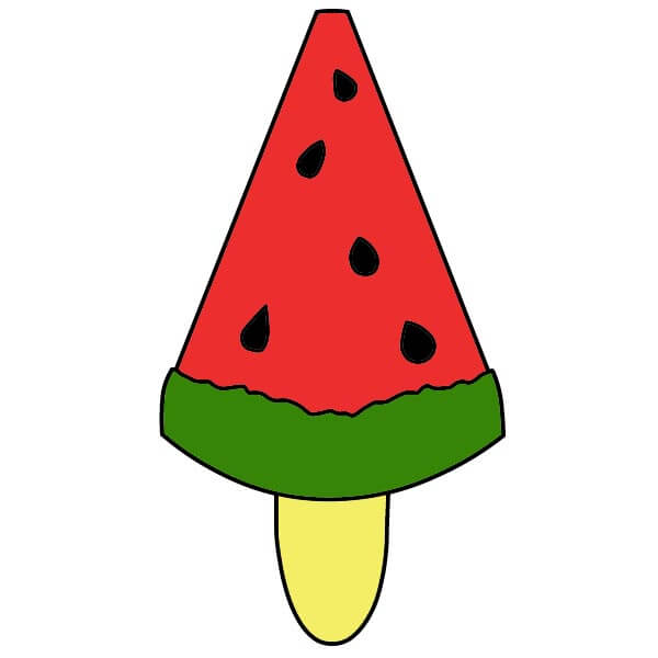 Hướng dẫn cách vẽ kem que hình lát dưa hấu từng bước một - Bước 5