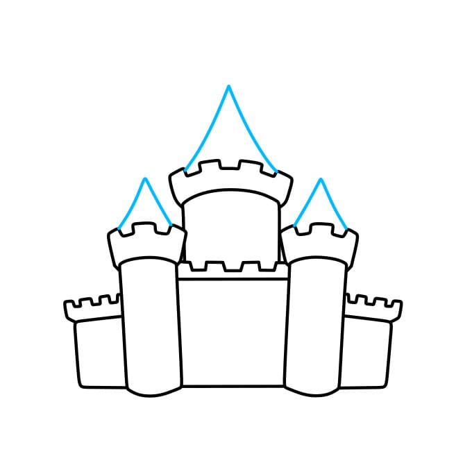 Hướng dẫn cách vẽ tòa lâu đài nguy nga tráng lệ cho bé - Bước 5