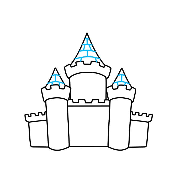 Hướng dẫn cách vẽ tòa lâu đài nguy nga tráng lệ cho bé - Bước 6