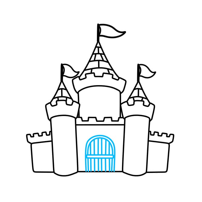 Hướng dẫn cách vẽ tòa lâu đài nguy nga tráng lệ cho bé - Bước 8