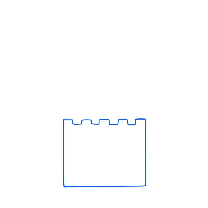 Hướng dẫn cách vẽ tòa lâu đài đơn giản - Bước 1