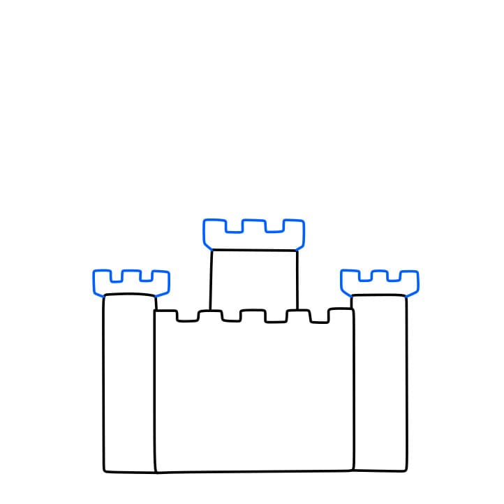 Hướng dẫn cách vẽ tòa lâu đài đơn giản - Bước 2