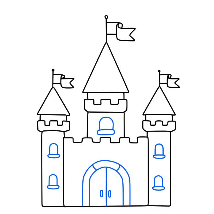 Hướng dẫn cách vẽ tòa lâu đài đơn giản - Bước 4