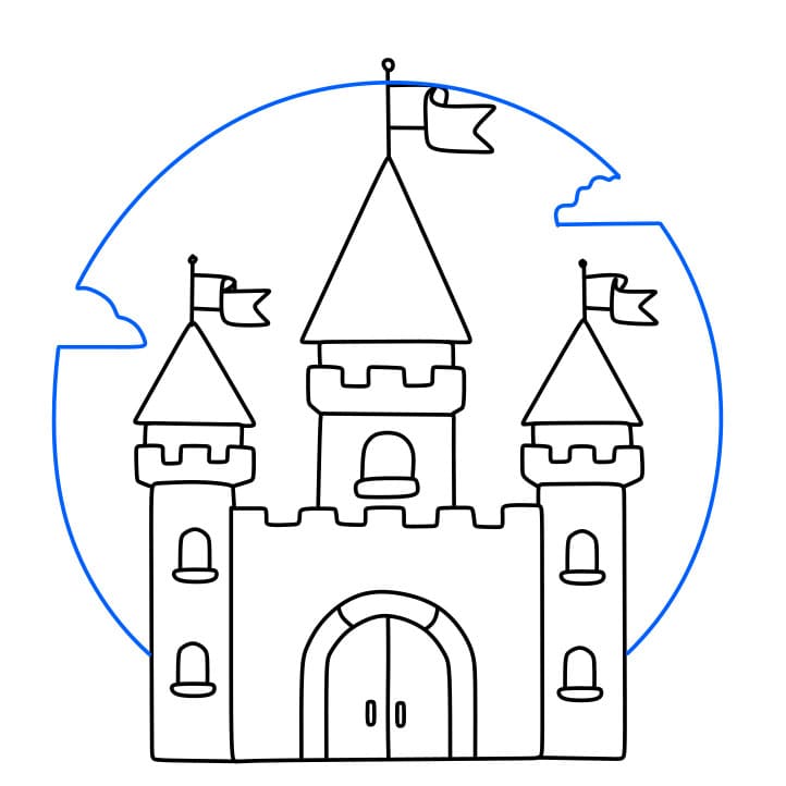 Hướng dẫn cách vẽ tòa lâu đài đơn giản - Bước 5